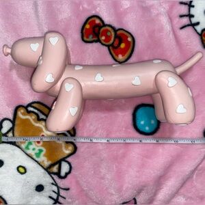 Pink Balloon Dog Figurine with White Hearts
